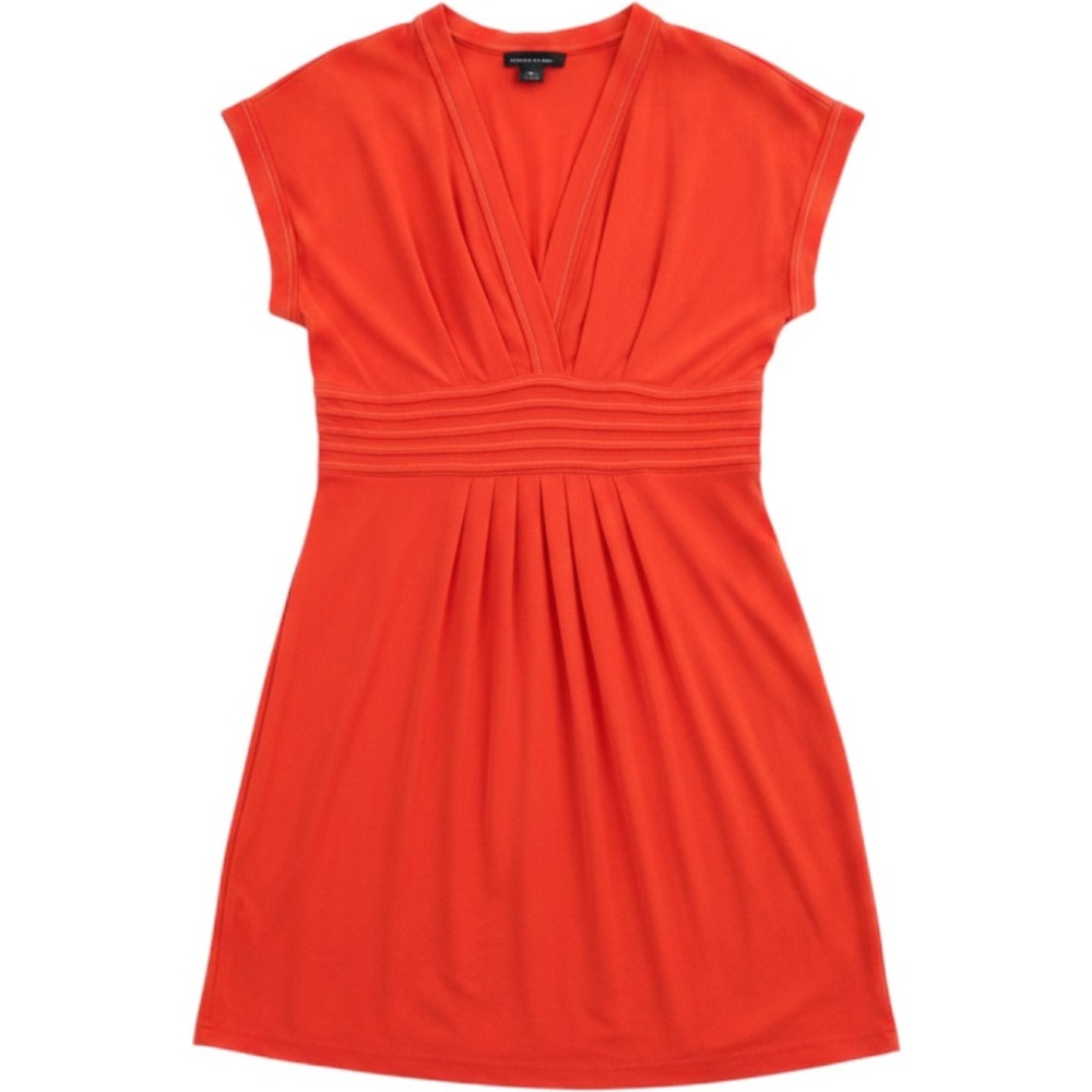 Attention Red V-Neck Empire Waist Short Sleeve A-Line Dress Size XL